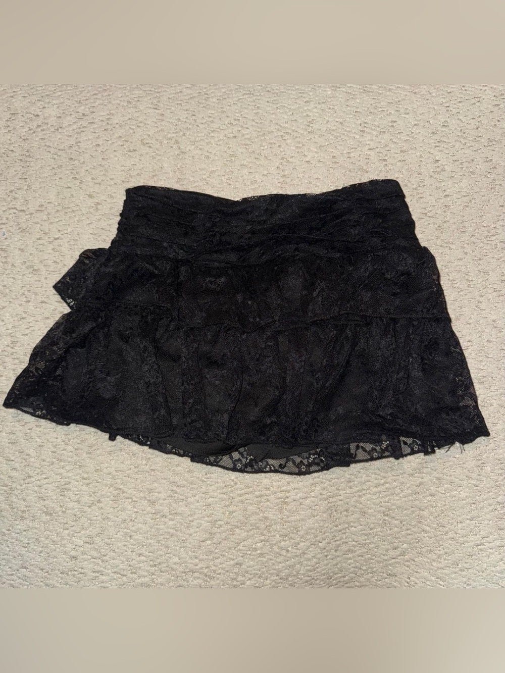Black Lace Tiered Mini Skirt